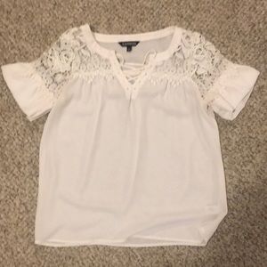 Express white, lace blouse.
